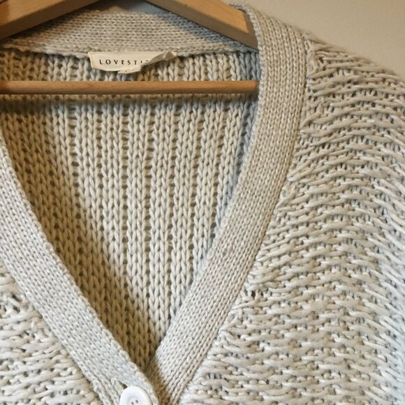 Lovestitch Cottagecore Chunky Loose Knit Wool Blend Cardigan Sweater - Picture 7 of 16